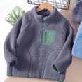 thumbnail image 4 of Kids Cardigan Jacket Winter Solid Color Thick Zipper Fleece for Warmth,Boys Winter Jacket, 4 of 5