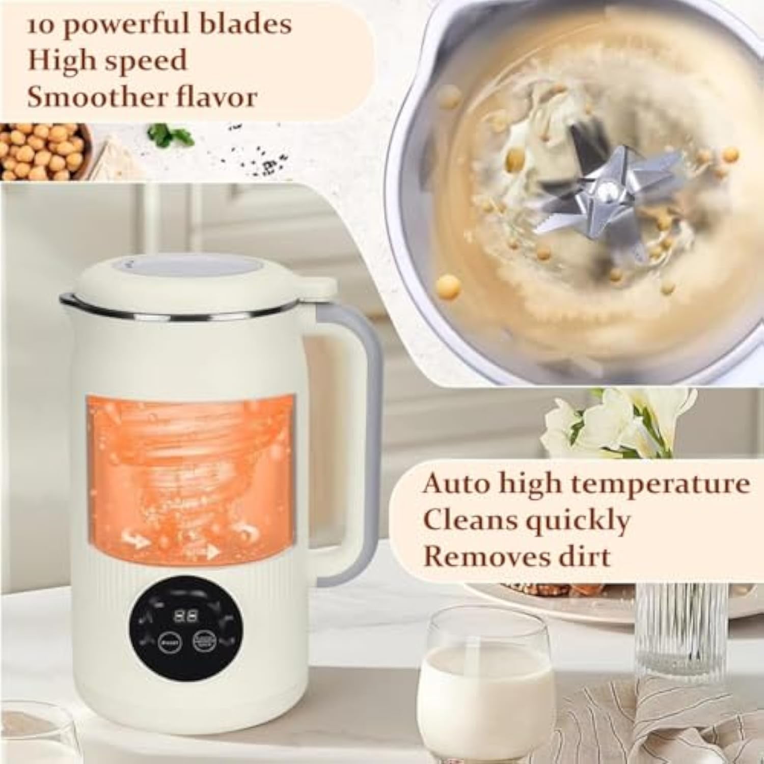Nutripour - The 8-in-1 Multifunction Nut Milk Maker, Household Multifunctional Maker, Automatic Plant-Based Milk Blender, for Nut Milk, Oat Milk, Soy Milk
