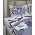 thumbnail image 2 of Ambesonne Floral Fitted & Top Sheet Set with Shams, with Tulips Pattern, White Lilac and Blue, 2 of 4