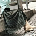 thumbnail image 2 of PIKADINGNIS Vintage Velvet Pleated Skirt for Women Spring New Long High Waist Skirts Korean Fashion A-line Midi Skirt Female, 2 of 6