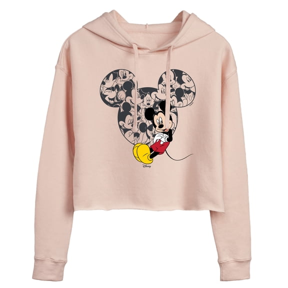 Disney - Mickey Ear Pattern Cropped Graphic Hoodie