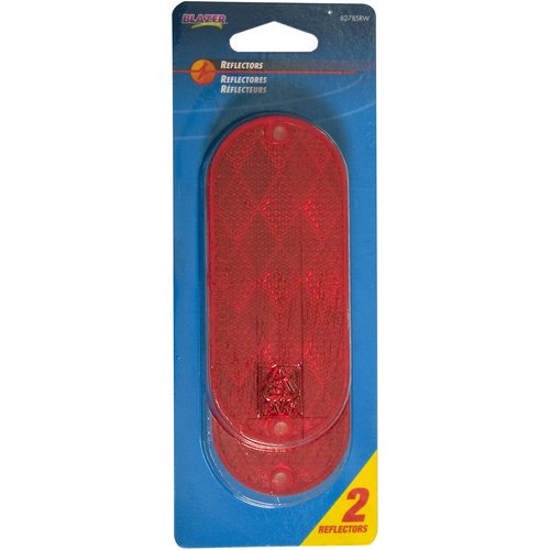 Blazer International 2 Pack Oblong StickOn Reflectors, Red, BW278SR
