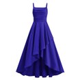 thumbnail image 7 of AHTJRT Bridesmaid Dresses for Girls Ruffle Slit Satin Silk Flower Dress Sleeveless Spaghetti Straps Party Maxi Dresses Blue 16-17 Years, 7 of 7