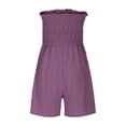 thumbnail image 5 of Wovilon Women's Strapless Smocked Romper Tube Top One-Piece Shorts with Decorative Buttons Drawstring Waist for Summer Beach Vacation Casual Daily Wear, 5 of 8