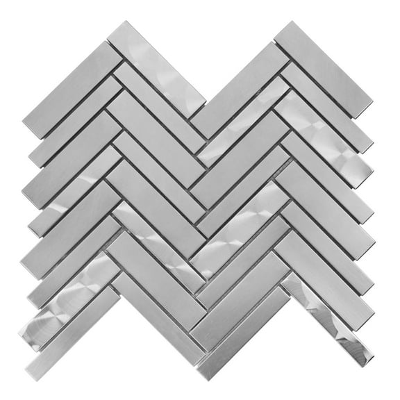 Modket TDH411SS Brushed Nickel Stainless Steel Metallic Metal Swirling Mosaic Tile Backsplash