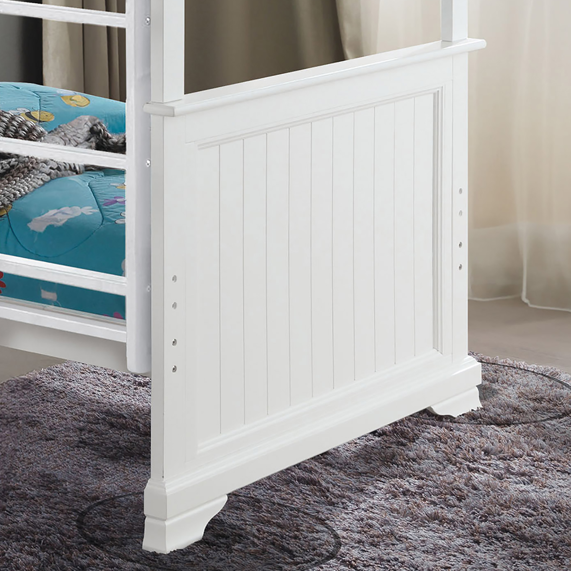 Furniture of America Livia Kids Solid Wood Twin-over-Twin Detachable Bunk Bed, White