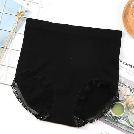 

Panties Clearance Women S New High-Waist Seamless Tummy Panties Trendy Lace Edge Breathable Panties Black F
