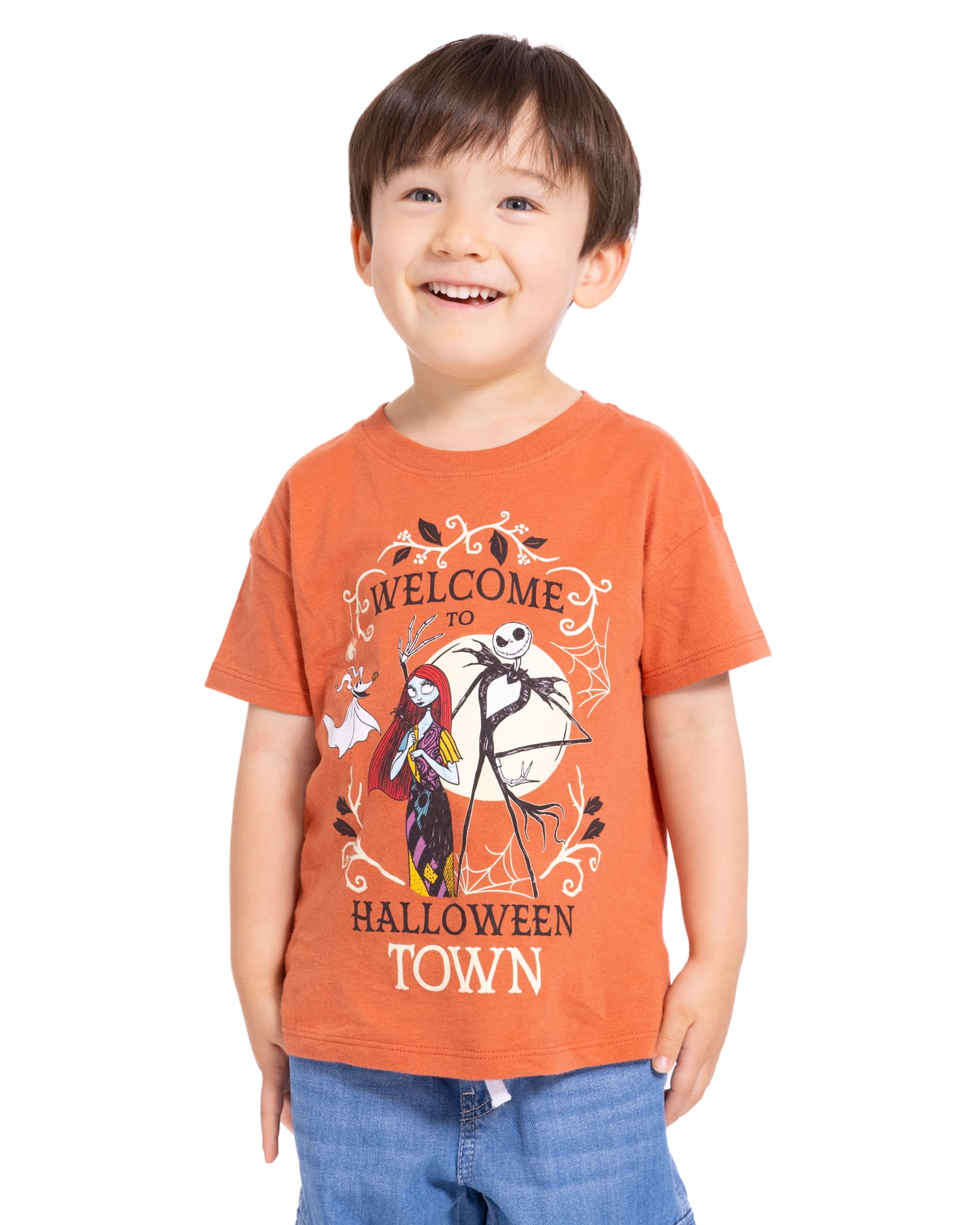 Nightmare Before Christmas Toddler Girls Halloween Crewneck Tee with Short Sleeves, Sizes 12M-5T