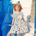 thumbnail image 6 of FORMRS Girls Short Sleeve Dress Summer Casual Round Neck A-line Beach Sundress, Sizes 2T-8T, Green Wildflower Pattern, 6 of 8