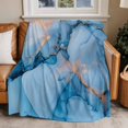 thumbnail image 2 of Blue Gold Marble Texture Flannel Blanket for Bed,Travel and Camping, Abstract Gradient Water Ripple Super Soft Cozy Blanket for All Seasons 30"x40", 2 of 7