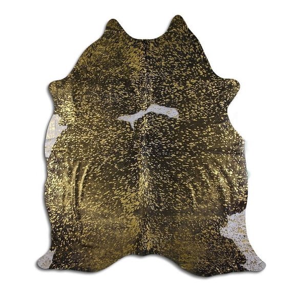 Irresistibly cowhide rugs for sale GOLD METALLIC ON BLACK AND WHITE rug