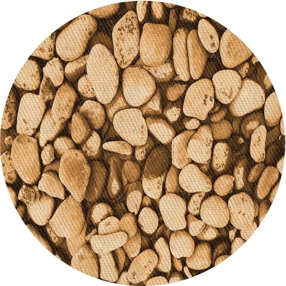 Ahgly Company Indoor Round Patterned Yellow Orange Area Rugs, 7' Round