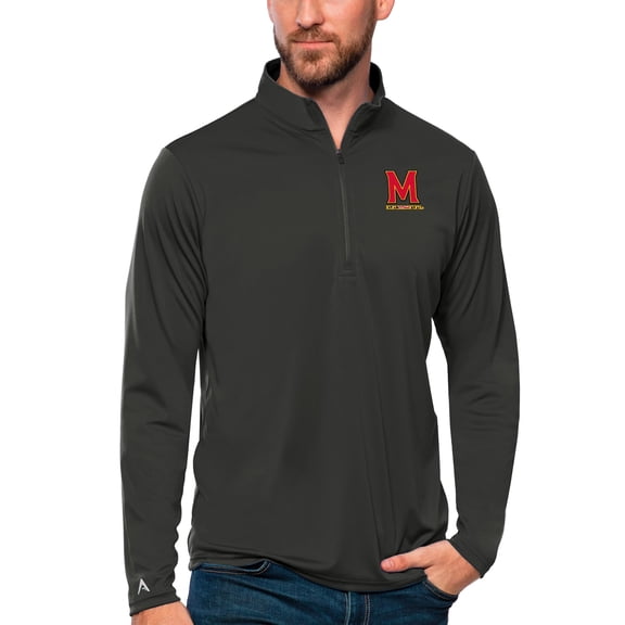 Men's Antigua Charcoal Maryland Terrapins Tribute Quarter-Zip Top