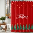 thumbnail image 4 of Merry Christmas Red Shower Curtain, Xmas Tree Stars Winter New Year Waterproof Fabric Shower Curtains with 12 Hooks, Bathroom Curtain Set for Bathroom Accessories Decor, 72 x 78 Inches, 4 of 9