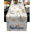 thumbnail image 2 of Coastal Shell Cotton Linen Table Runner 13 x 70 inch Summer Beach Ocean Sea Starfish Watercolor Non-slip Rectangular Dining Table Decor for Wedding Party Holiday Dinner, 2 of 8