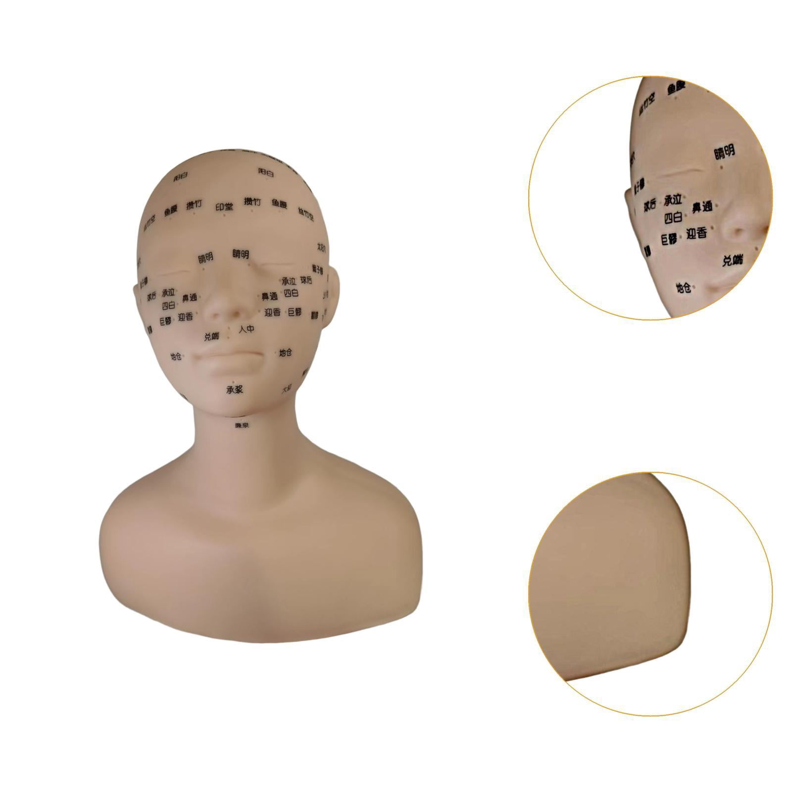 Serenable Training Mannequin Head Silicone Face Model Spa Massage Practice Tool Lifelike Features Suitable for Massage Learning Beauty Training Eyelash Practice black