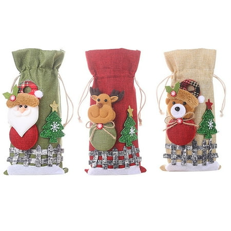 

Christmas Wine Bottle Bags Reusable Burlap Wine Bottle Gift for Chritmas Party Decorations