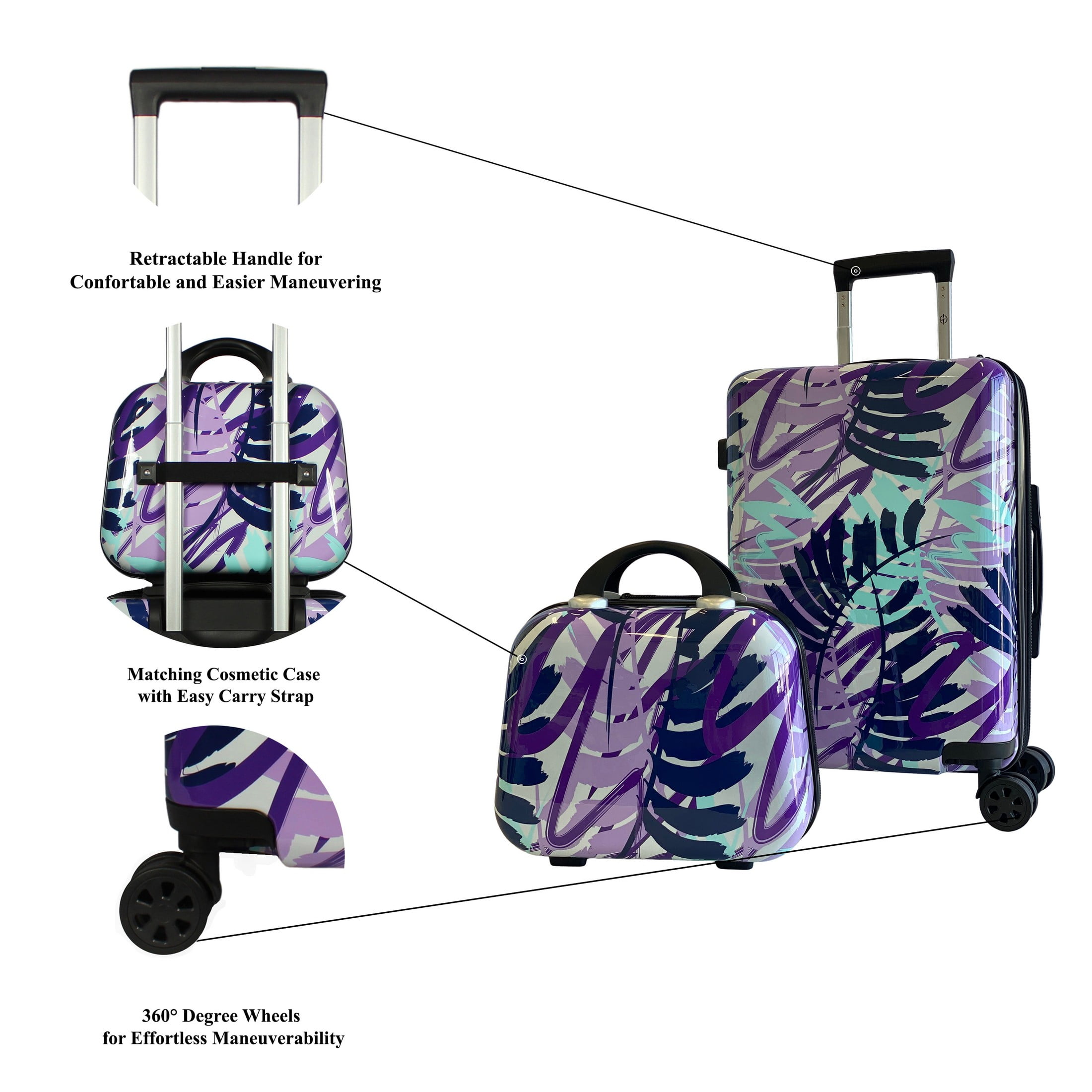 World Traveler Seasons 2-Piece Hardside Carry-on Spinner Luggage Set  20" and 13"  – Leaves