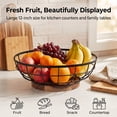 thumbnail image 2 of Fruit Basket,black Wire Basket with Acacia Wood Base,large Fruit Bowl for Countertop,black Baskets for Fruits, Breads, Vegetables Storage. (12-inch), 2 of 7