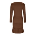 thumbnail image 7 of Fashion 2025 Lindreshi Sweater Dress Fall Fashion Women Fashion Casual Solid Long Sleeve Round Neck Irregular Skirt Dress, 7 of 7