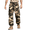 #02Khaki, variant on Mens Camouflage Print Jogger Pants Elastic Cuff Ankle Drawstring Waist Casual Outdoor Cargo Pants Gray XL
