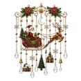 thumbnail image 2 of Vintage Christmas Santa Sleigh Reindeer Suncatcher Wind Chime, Stained Glass Style Crystal Teardrop Hanging Ornament, Poinsettia Snowflake Window Wall Hanging Decor for Xmas Holiday Home Front Door, 2 of 5