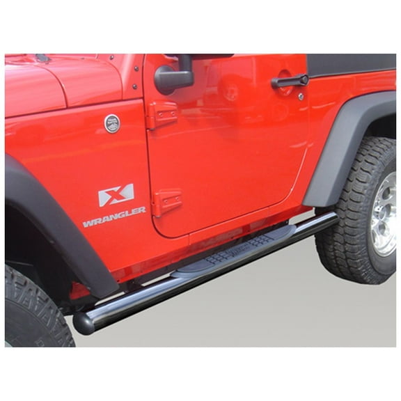 Rugged Ridge by RealTruck 3" Tube Side Steps for Jeep CJ | Gloss Black, Round | 11590.01 | Compatible with 1976-1983 Jeep CJ