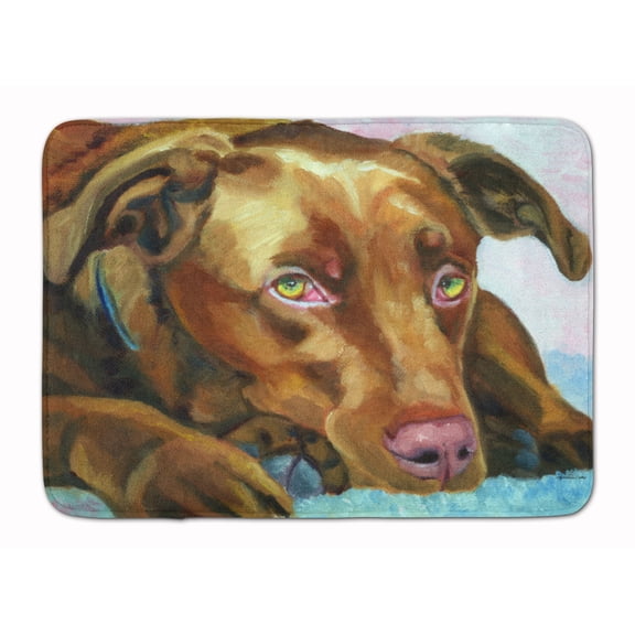 Carolines Treasures 7420RUG Chocolate Labrador Waiting Machine Washable Memory Foam Mat 19 X 27" multicolor