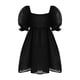 thumbnail image 5 of Txlixc Vestido casual con dobladillo grande para mujer, Estampado teñido anudado / Color sólido Cuello cuadrado Mangas abullonadas Falda de burbuja, S / M / L Txlixc Estilo de ocio, 5 of 9