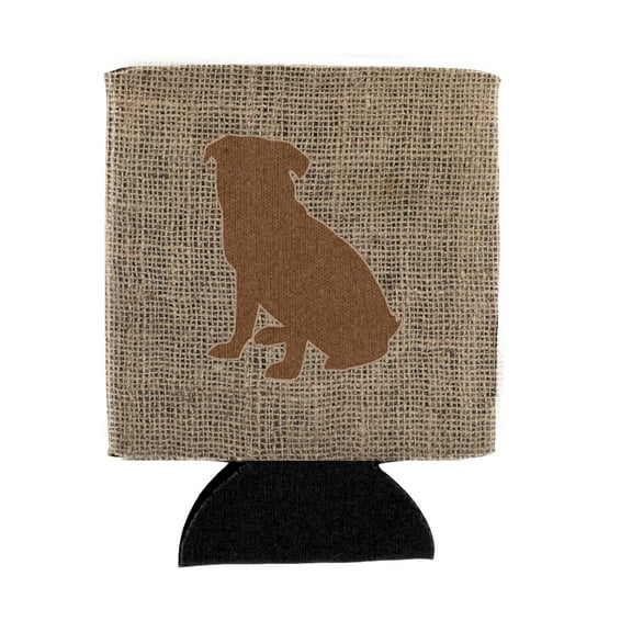 Pug Burlap and Brown BB1084 Can or Bottle Hugger