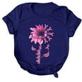 thumbnail image 3 of Chemises de Sensibilisation au Cancer du Sein pour Femmes Col Rond Imprimé Graphique Manches Courtes Blouse Décontractée Tunique d'Été Ample, 3 of 5