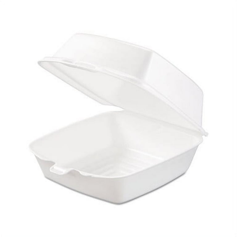 Foam Hinged Lid Containers, 6 x 5.78 x 3, White, 500/Carton Foam Hinged Lid Containers, 6 x 5.78 x 3, White, 500/Carton