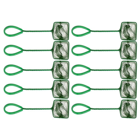 Tibvox 10pcs Aquariums Fish Net Scooping Tool for Safe Catching and Fishtanks Cleaning with Ergonomic Handle for Office Home Use