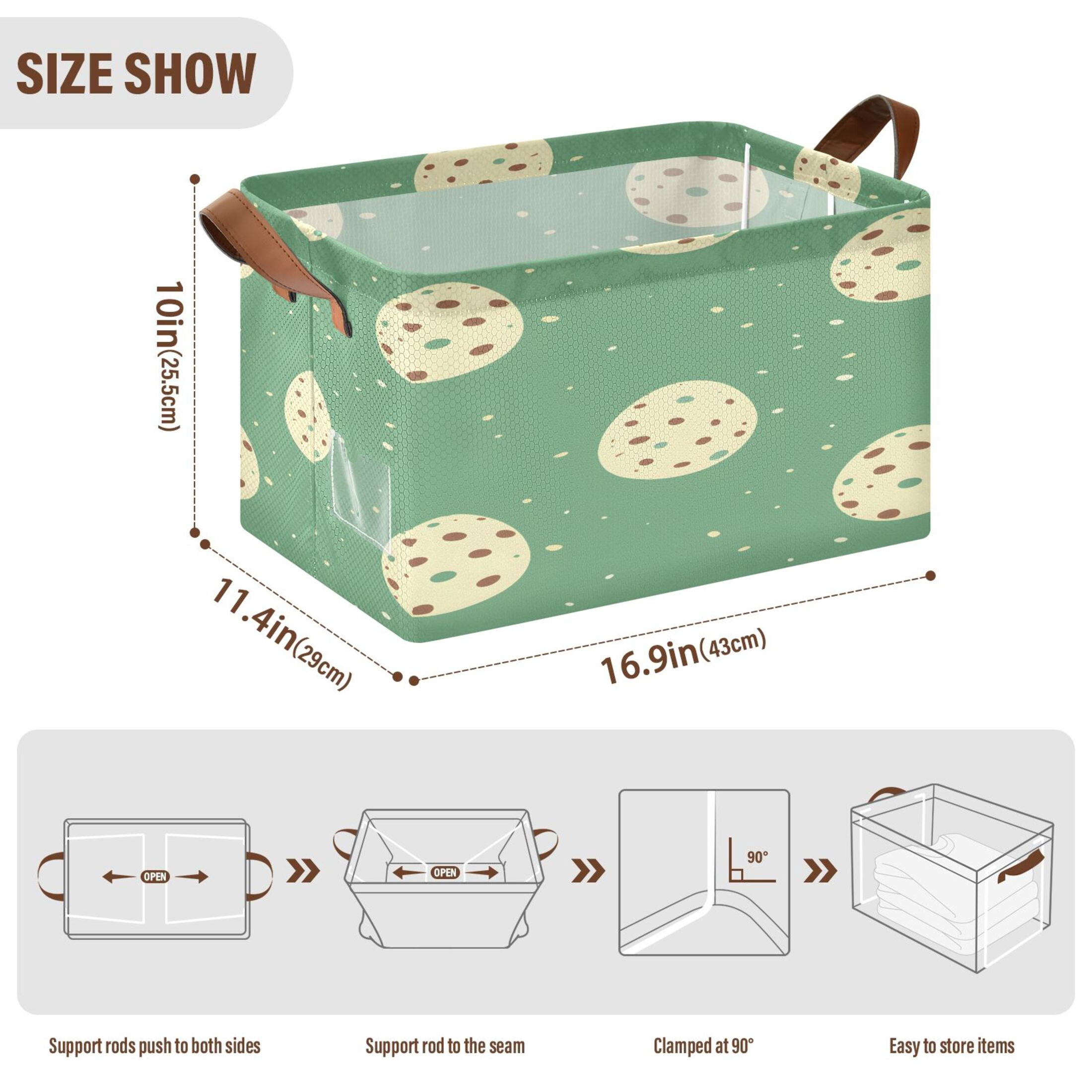 Ryvnso Art Easter Eggs Storage Bins Large Basket Foldable Cube Toys Organizer with Handles 2 PCs