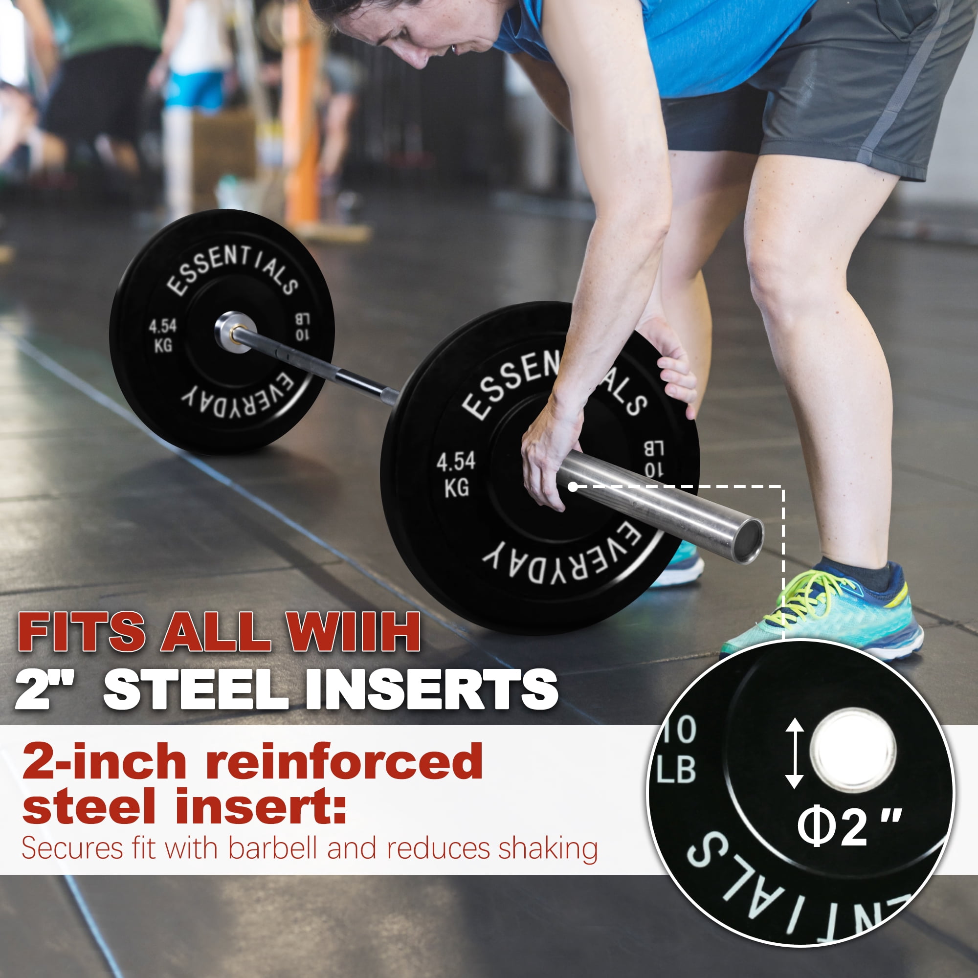 FlexWave Bumper Weight Plates, 10 lb Pair, Black, 2-Inch Hole