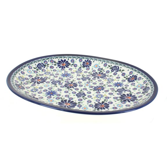 Blue Rose Polish Pottery Fantasy Large Serving Platter