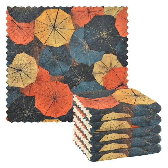 6 Pieces of Kitchen Towels 11x11Inch Kitchen Dish Cloths Kitchen Dish Towels Reuseable Cleaning Cloths Multicolor Umbrella
