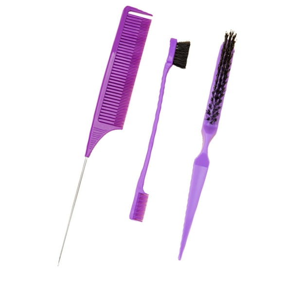 Milaget 3x Hair Styling Comb Set Parting Comb Edge Brush Rat Tail Comb Teasing Brush Set
