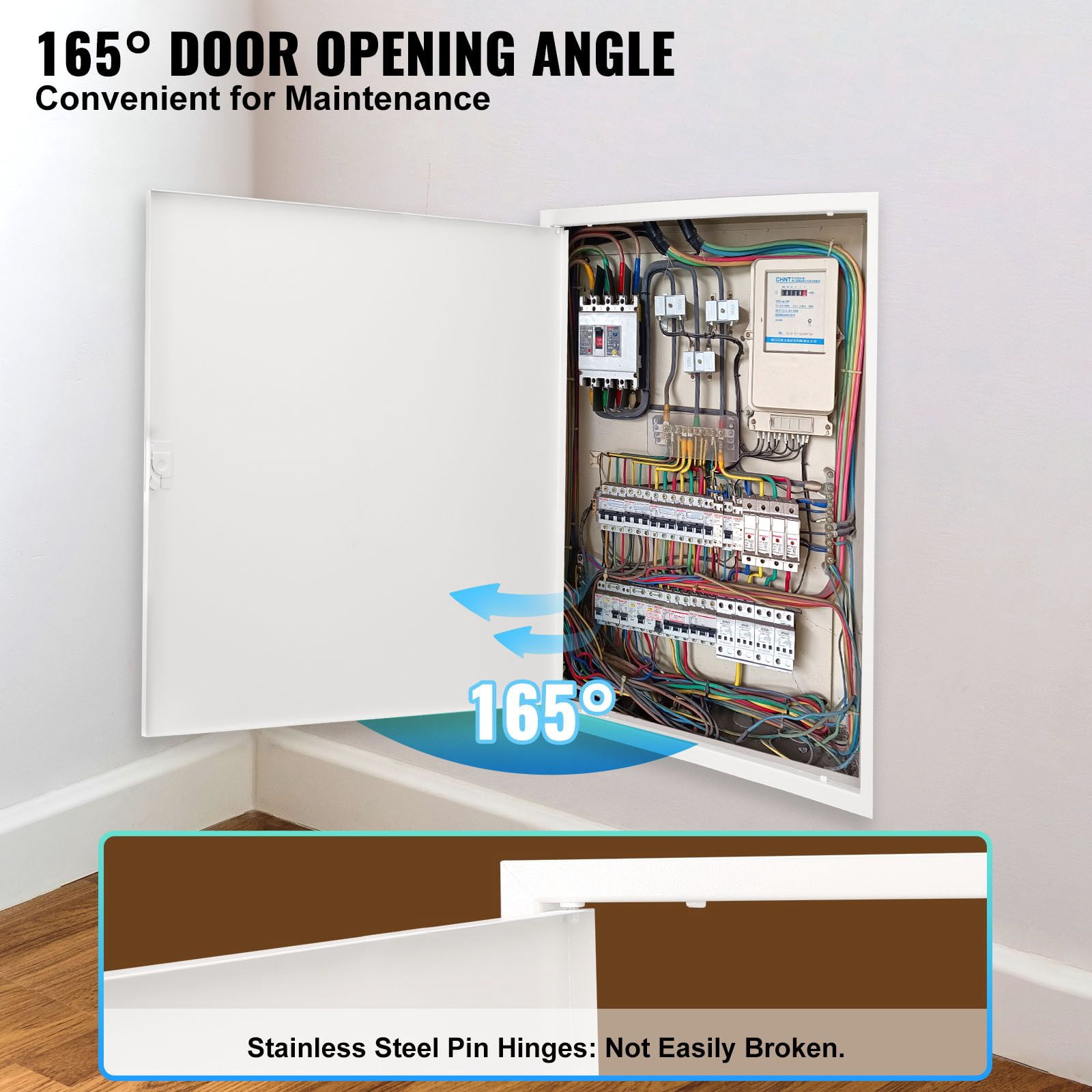 16x16 Inch Galvanized Steel Access Panel, White Baked Paint, Stainless Steel Cam Latch & Pin Hinges, 165° Opening, for Ceiling, Wall, Plumbing & Electrical