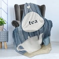 thumbnail image 4 of Tea Time Soft Flannel Fleece Blanket, Country Themed Rustic Inspired Lettering on Plates Cups and Pot Illustration, Cozy Plush for Indoor and Outdoor Use, 70" x 90", Blue and White, by Ambesonne, 4 of 5
