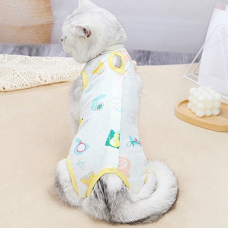 Anti-mite for Wound Surgical After Surgery Wear Dress Recovery Suits Cat Clothes Pet Supplies Cat Vest YELLOW M