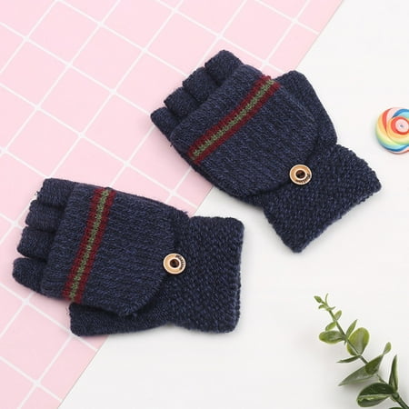 

XMMSWDLA Children Gloves Winter Big Children s Gloves Half Finger Knit Gloves AB-yarn Boy Gloves Deals Clearance