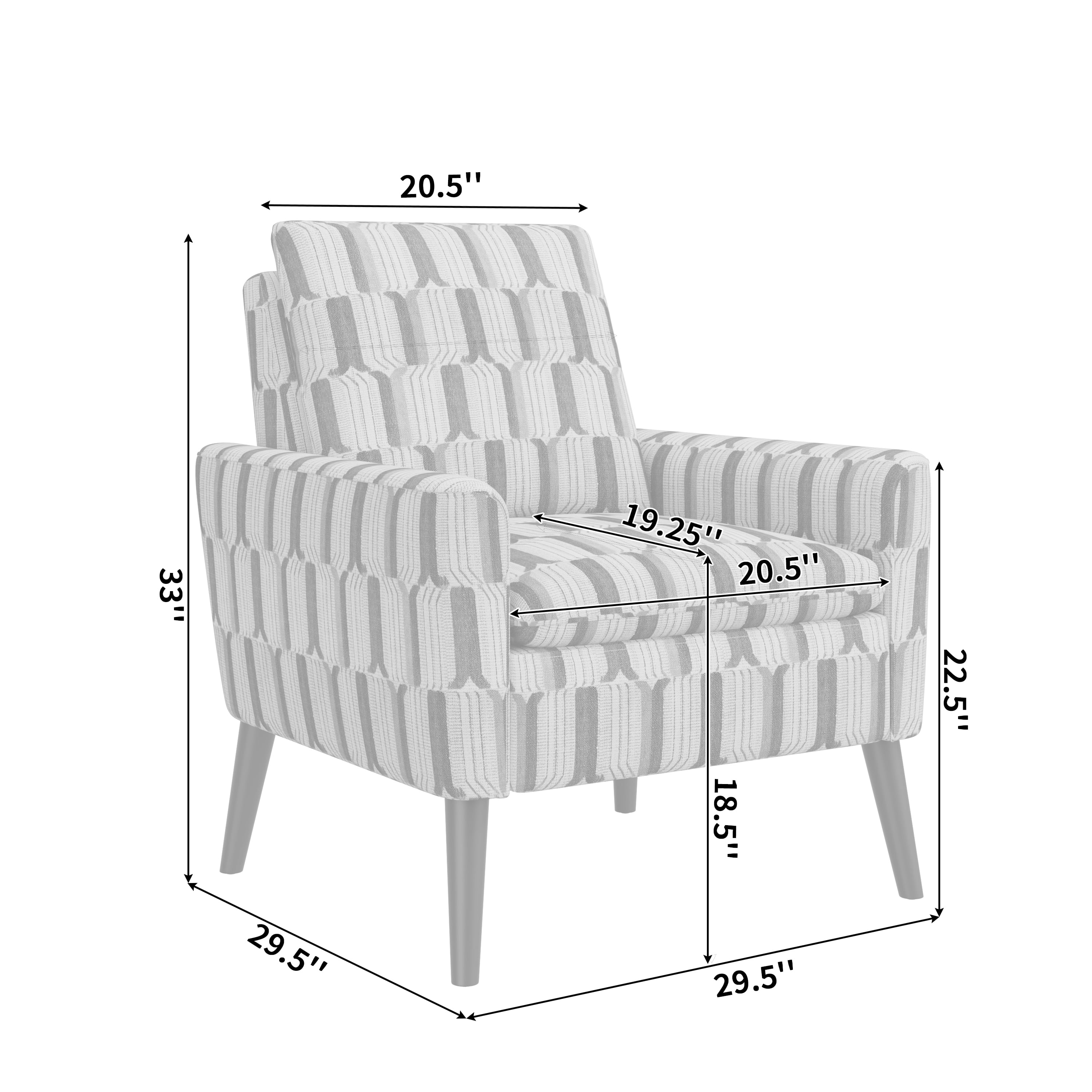 Homesvale Allyson Mid-Century Modern Small Space Armchair, Brown, Green and Blue Stripe Polyester