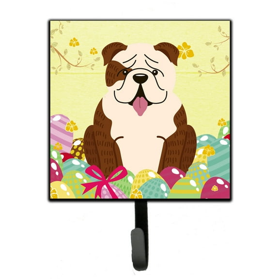 Carolines Treasures BB6121SH4 Easter Eggs English Bulldog Brindle White Leash or Key Holder 7Hx4.25W multicolor