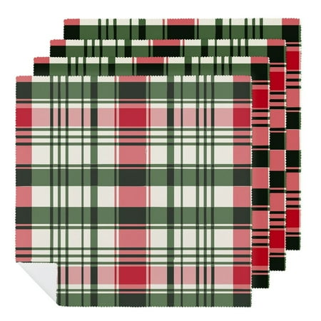 Paper Napkins Dark Green Plaid with Red and White Buffalo Plaid Disposable Napkins Checkered Pattern Xmas Cocktail Beverage Napkins for Christmas Holiday Dinner Party Supplies