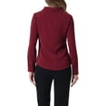thumbnail image 3 of INSPIRE CHIC Women's Color Block Button Down Long Sleeve Work Shirt XL Solid Wine Red, 3 of 6