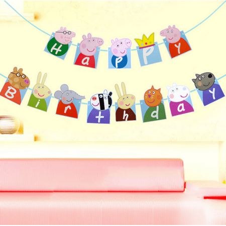 3 Meter Post Flags 3 Meter Cute Peppa Pig & Sophia Party Flag Banners Supplies Bunting Kids Fun Birthday ()