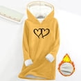thumbnail image 3 of Women Warm Sherpa Lined Hoodies Cute Fleece Crewneck Sweatshirt Long Sleeve Warm Pullover Loungewear Cold Weather, 3XL Yellow, 3 of 3