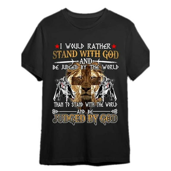I'd rather be judged by God Knight Templar T-shirt Fun Men's short sleeve Graphic T-shirt series black