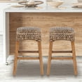 thumbnail image 6 of Maui 25.5" Rustic Bohemian Hyacinth/Wood Backless Counter Stool, Brown Wash Woven Seat with Natural Wood Frame, 6 of 7